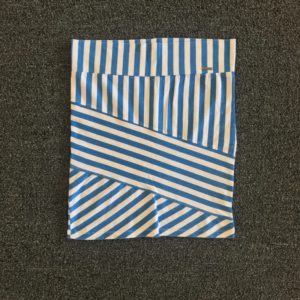 Element Blue & White Striped Bodycon Mini Skirt Medium